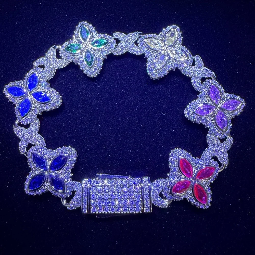 Iced Multi Color Flower Bracelet - Picture 8 of 8